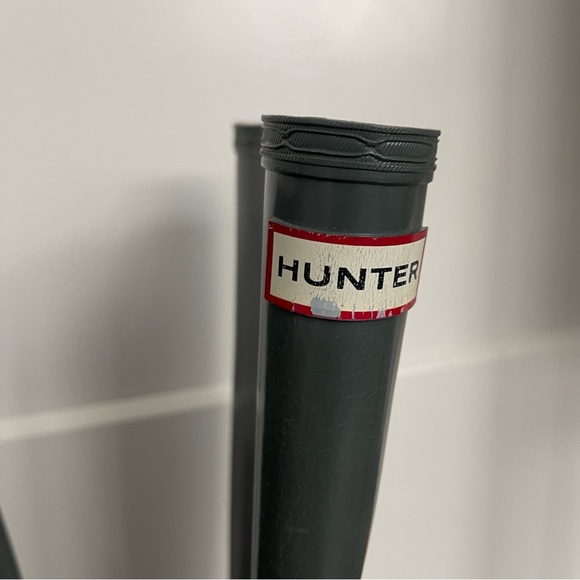 HUNTER Original Gloss Tall Gray/Blue Pull On Rain Boots - Picture 5 of 8